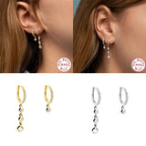 925 Sterling Silver Hoops Earrings CZ Pendientes