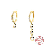 925 Sterling Silver Hoops Earrings CZ Pendientes