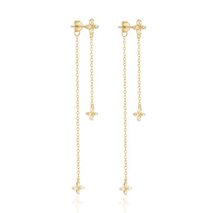 Zircon Long Chain Tassel 925 Silver Drop Earrings For Women