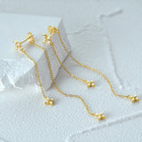 Zircon Long Chain Tassel 925 Silver Drop Earrings For Women
