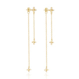 Zircon Long Chain Tassel 925 Silver Drop Earrings For Women