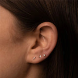 925 Silver Zircon Stud Earrings Threaded Drop Piercing Jewelry