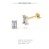 925 Silver Zircon Stud Earrings Threaded Drop Piercing Jewelry