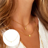 Zodiac Constellation Charm Necklace with Zircon Moon Star