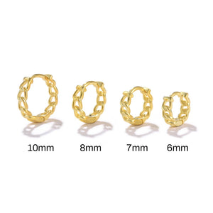 Silver Chain Shape Circle Huggie Earrings Set For Women
