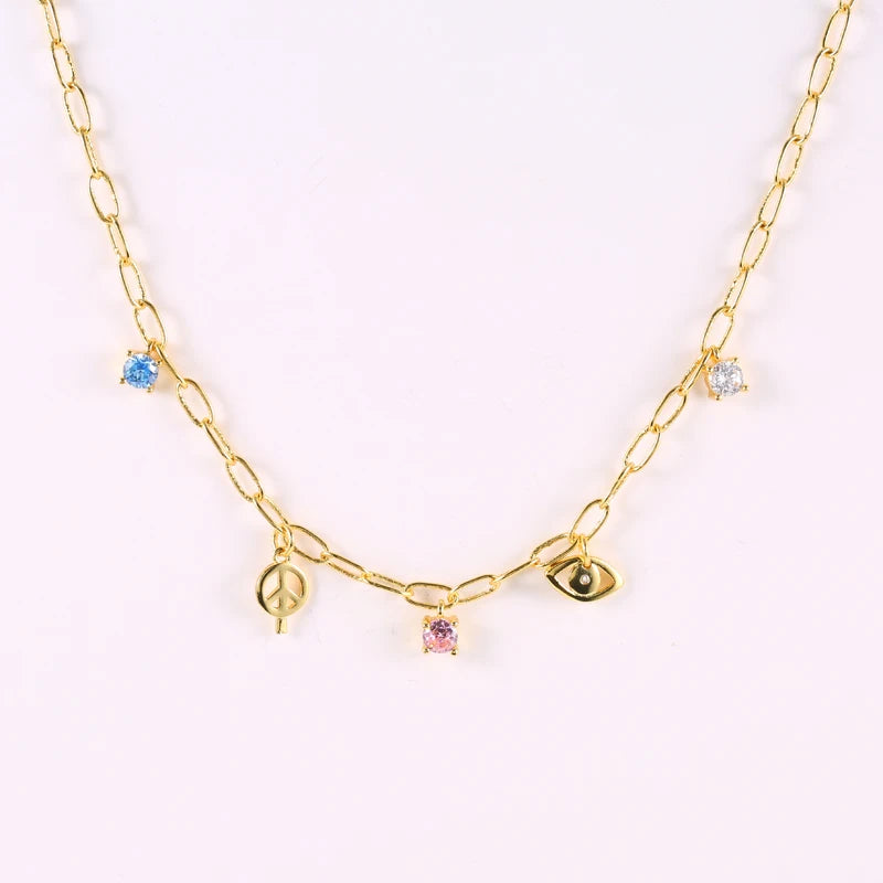 Silver Chain Necklace with Star Pendants Choker