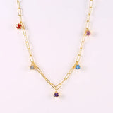 Silver Chain Necklace with Star Pendants Choker