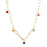 Silver Chain Necklace with Star Pendants Choker