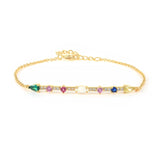 Boho Rainbow Zircon Beads Chain Bracelet Turquoise Crystal Charm Jewelry