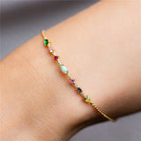 Boho Rainbow Zircon Beads Chain Bracelet Turquoise Crystal Charm Jewelry