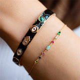 Boho Rainbow Zircon Beads Chain Bracelet Turquoise Crystal Charm Jewelry