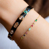 Boho Rainbow Zircon Beads Chain Bracelet Crystal Pave Charm Jewel