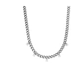 Silver Thick Chain Necklace Women Colored Zircons Pave Setting Choker