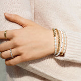 Silver Zircon Wave Bangle Minimalist Chain Opening Bracelet