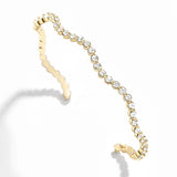 Silver Zircon Wave Bangle Minimalist Chain Opening Bracelet