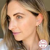 925 Silver Long Chain Earring Hoop Earrings Silver Jewelry Oorbellen