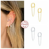 925 Silver Long Chain Earring Hoop Earrings Silver Jewelry Oorbellen