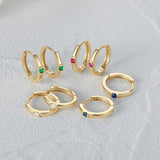 Green Zircon 925 Silver Hoop Earrings Minimalist 18K Girls Fine Jewelry