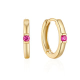 Green Zircon 925 Silver Hoop Earrings Minimalist 18K Girls Fine Jewelry