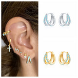 Turquoise Huggie Earrings 925 Sterling Silver Hoop Earrings for Women