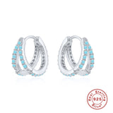 Turquoise Huggie Earrings 925 Sterling Silver Hoop Earrings for Women