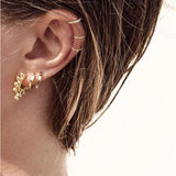 Minimalist Three Layer Line Ear Cuff No Piercing Zircon Cartilage Clip Earrings