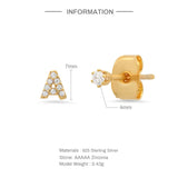 E Initial Letter Earrings 925 Sterling Silver Zircon DIY Name Jewelry
