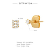 E Initial Letter Earrings 925 Sterling Silver Zircon DIY Name Jewelry