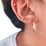 E Initial Letter Earrings 925 Sterling Silver Zircon DIY Name Jewelry