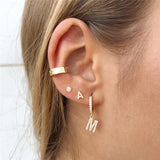 E Initial Letter Earrings 925 Sterling Silver Zircon DIY Name Jewelry