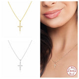 Ins Style 925 Sterling Silver Cross Necklace for Women Choker Chain