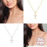 Ins Style 925 Sterling Silver Cross Necklace for Women Choker Chain