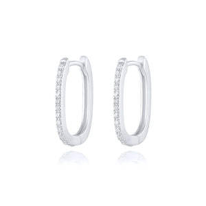 925 Silver Paper Clip Stud Earrings Oval Style Pierced Earrings for Women