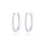 925 Silver Paper Clip Stud Earrings Oval Style Pierced Earrings for Women