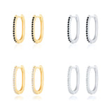 925 Silver Paper Clip Stud Earrings Oval Style Pierced Earrings for Women