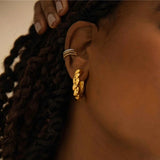 Minimalism Plating Silver Twist Hoop Earrings for Women