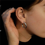 Minimalism Plating Silver Twist Hoop Earrings for Women
