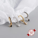 925 Silver Huggie Hoop Earrings Crystal Zircon Small Earrings Jewelry