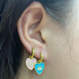 Silver Heart Hoop Earrings Women Piercing Jewelry