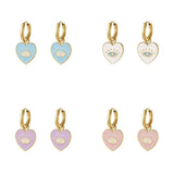 Silver Heart Hoop Earrings Women Piercing Jewelry