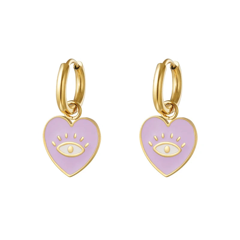 Silver Heart Hoop Earrings Women Piercing Jewelry