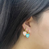 Silver Heart Hoop Earrings Women Piercing Jewelry