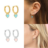 Silver Geometric Love Zircon Huggie Hoop Earrings for Women