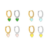 Silver Geometric Love Zircon Huggie Hoop Earrings for Women