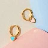 Silver Geometric Love Zircon Huggie Hoop Earrings for Women