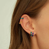 Enamel Hoop Earrings White/purple/pink/rose red