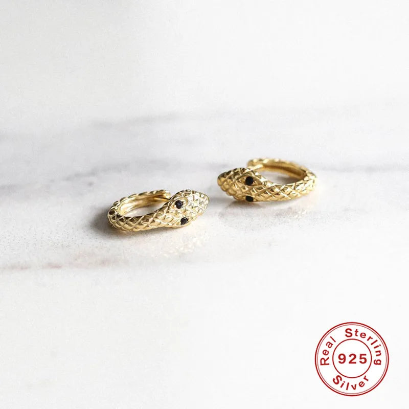 925 Silver Gothic Snake Earrings for Women