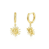925 Silver Hoop Earrings Sun Light Round Pendant Women Jewelry Gift Brincos
