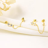 925 Silver Tassel Zircon Drop Earrings for Women