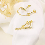 925 Silver Tassel Zircon Drop Earrings for Women
